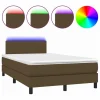 Online Cama box spring con colchón y LED tela marrón oscuro 120x190 cm Somier Tapizado