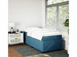 Cama box spring con colchón terciopelo oscuro 80x200 cm ES522322