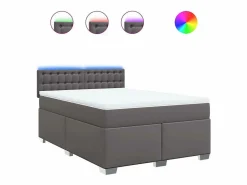 Sale Clicnbuy Cama box spring con colchón cuero sintético gris 140x190 cm
