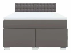 Sale Clicnbuy Cama box spring con colchón cuero sintético gris 140x190 cm