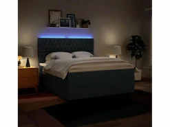 Sale Clicnbuy Cama box spring con colchón tela 200x200 cm Azul