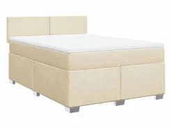 Discount Clicnbuy Cama box spring con colchón tela color 160x200 cm Crema