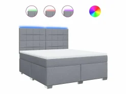 Clicnbuy Cama box spring con colchón tela claro 180x200 cm
