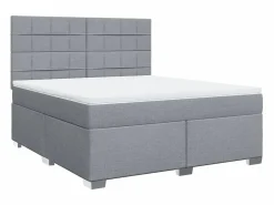 Clicnbuy Cama box spring con colchón tela claro 180x200 cm