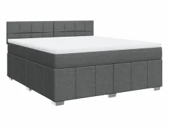 Clearance Clicnbuy Cama box spring con colchón tela oscuro 180x200 cm Gris