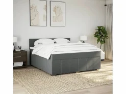 Clearance Clicnbuy Cama box spring con colchón tela oscuro 180x200 cm Gris
