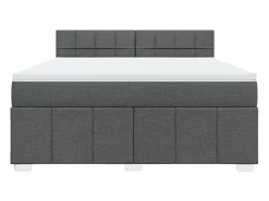 Clearance Clicnbuy Cama box spring con colchón tela oscuro 180x200 cm Gris