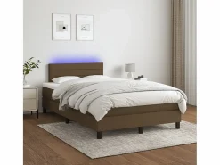 Outlet Cama box spring con colchón y LED tela marrón oscuro 120x190 cm Somier Tapizado
