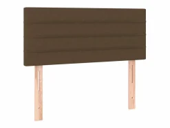 Outlet Cama box spring con colchón y LED tela marrón oscuro 120x190 cm Somier Tapizado