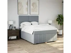Clicnbuy Cama box spring con colchón tela claro 160x200 cm