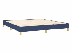Clicnbuy Cama box spring con colchón y LED tela azul 180x200 cm
