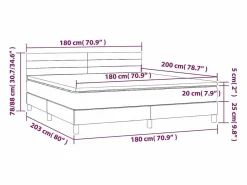 Clicnbuy Cama box spring con colchón y LED tela azul 180x200 cm
