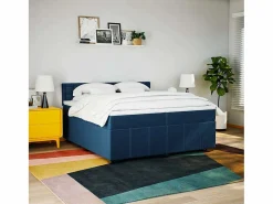 Best Clicnbuy Cama box spring con colchón tela 200x200 cm Azul