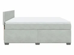 Clearance Clicnbuy Cama box spring con colchón terciopelo claro 180x200 cm Gris