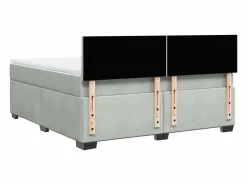 Clearance Clicnbuy Cama box spring con colchón terciopelo claro 180x200 cm Gris