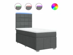 Clicnbuy Cama box spring con colchón tela oscuro 90x190 cm