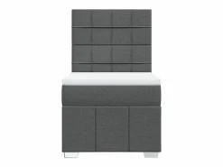 Clicnbuy Cama box spring con colchón tela oscuro 90x190 cm