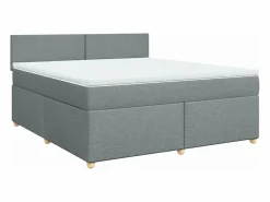 Clicnbuy Cama box spring con colchón tela claro 180x200 cm