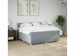 Clicnbuy Cama box spring con colchón tela claro 180x200 cm