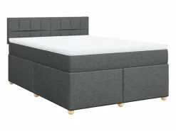 Clicnbuy Cama box spring con colchón tela oscuro 160x200 cm