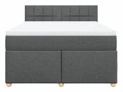 Clicnbuy Cama box spring con colchón tela oscuro 160x200 cm