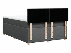 Clicnbuy Cama box spring con colchón tela oscuro 160x200 cm