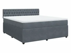 Sale Cama box spring con colchón terciopelo oscuro 180x200 cm Somier - 180X200Cm
