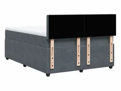 Discount Clicnbuy Cama box spring con colchón terciopelo oscuro 160x200 cm Gris