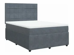 Best Clicnbuy Cama box spring con colchón terciopelo oscuro 140x190 cm Gris