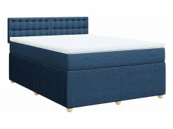 Outlet Clicnbuy Cama box spring con colchón tela 160x200 cm Azul