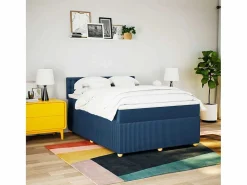 Outlet Clicnbuy Cama box spring con colchón tela 160x200 cm Azul