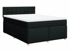 Clicnbuy Cama box spring con colchón tela 160x200 cm Negro