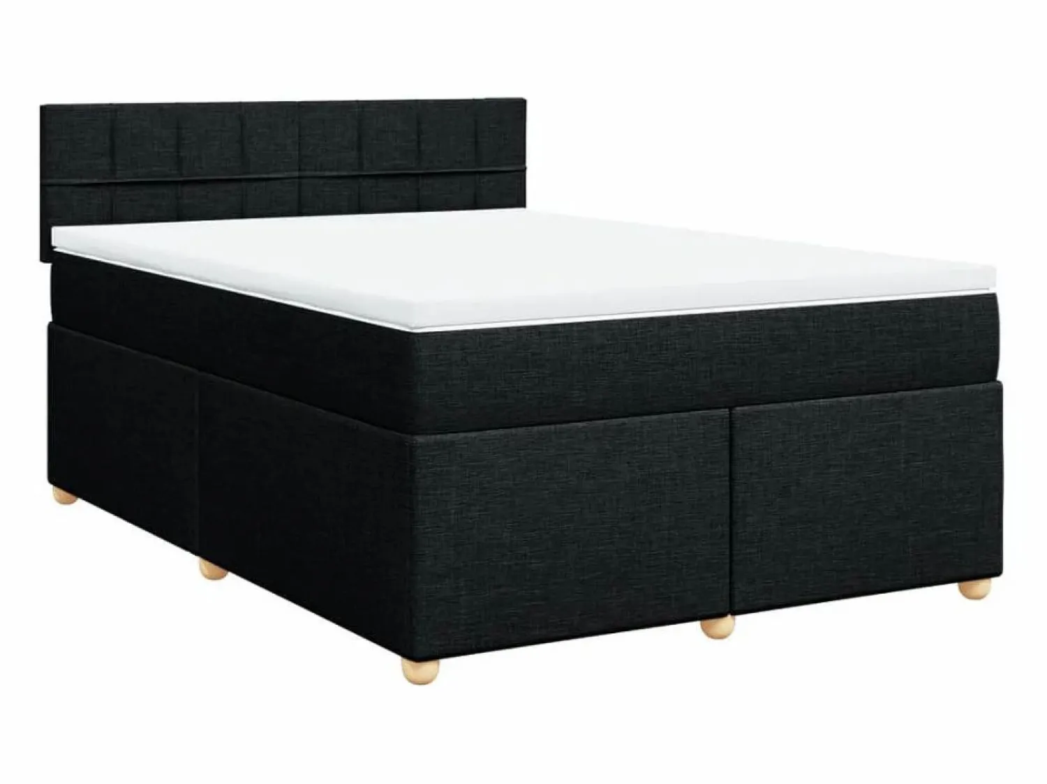 Clicnbuy Cama box spring con colchón tela 160x200 cm Negro