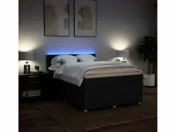 Clicnbuy Cama box spring con colchón tela 160x200 cm Negro