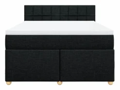 Clicnbuy Cama box spring con colchón tela 160x200 cm Negro