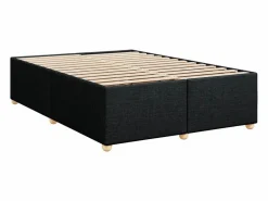Clicnbuy Cama box spring con colchón tela 160x200 cm Negro