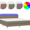 Best Cama box spring con colchón LED tela gris taupe 180x200 cm Somier - 180X200Cm