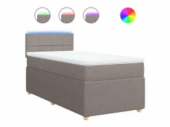 Online Cama box spring con colchón tela gris taupe 90x190 cm Base De Cama De Láminas|Somier - 90X190Cm