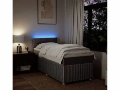 Online Cama box spring con colchón tela gris taupe 90x190 cm Base De Cama De Láminas|Somier - 90X190Cm