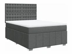 Clearance Clicnbuy Cama box spring con colchón tela oscuro 160x200 cm Gris