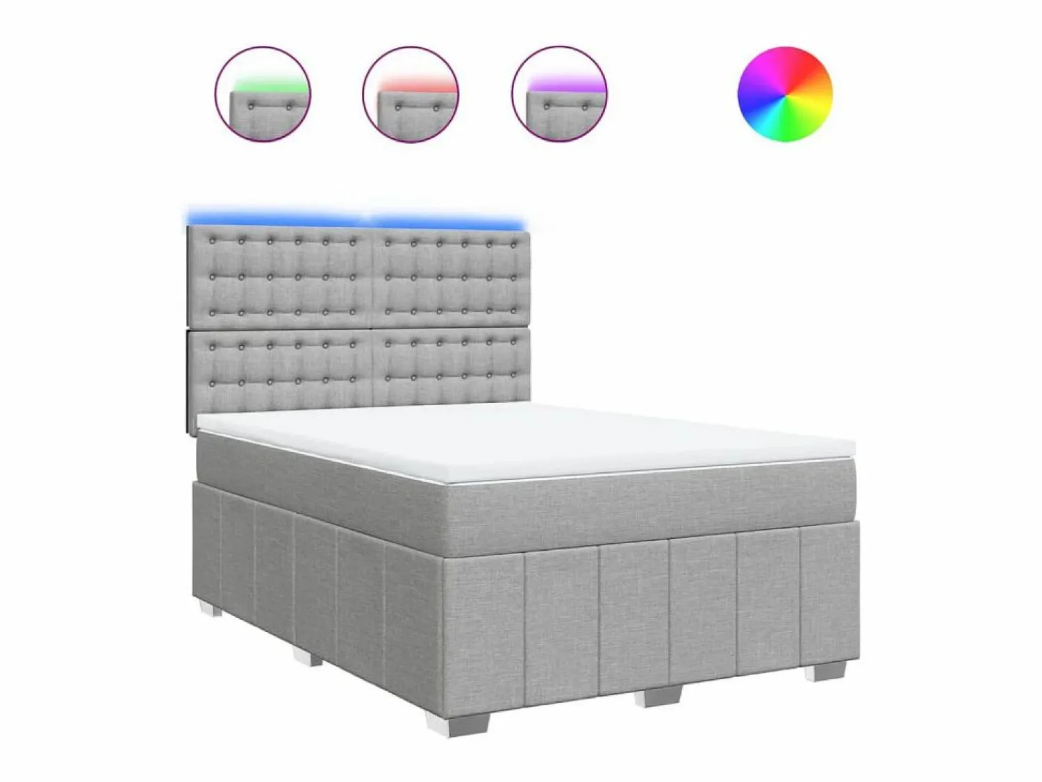 Clicnbuy Cama box spring con colchón tela claro 140x200 cm