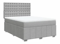 Clicnbuy Cama box spring con colchón tela claro 140x200 cm