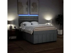 Clicnbuy Cama box spring con colchón tela claro 140x200 cm