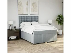 Clicnbuy Cama box spring con colchón tela claro 140x200 cm