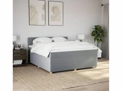Best Clicnbuy Cama box spring con colchón tela claro 180x200 cm Gris