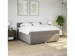 New Cama box spring con colchón tela gris taupe 180x200 cm Somier - 180X200Cm