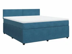 Clearance Clicnbuy Cama box spring con colchón terciopelo 180x200 cm Azul