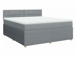 Clicnbuy Cama box spring con colchón tela claro 180x200 cm