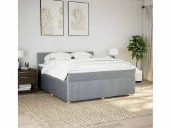 Clicnbuy Cama box spring con colchón tela claro 180x200 cm