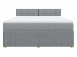 Clicnbuy Cama box spring con colchón tela claro 180x200 cm